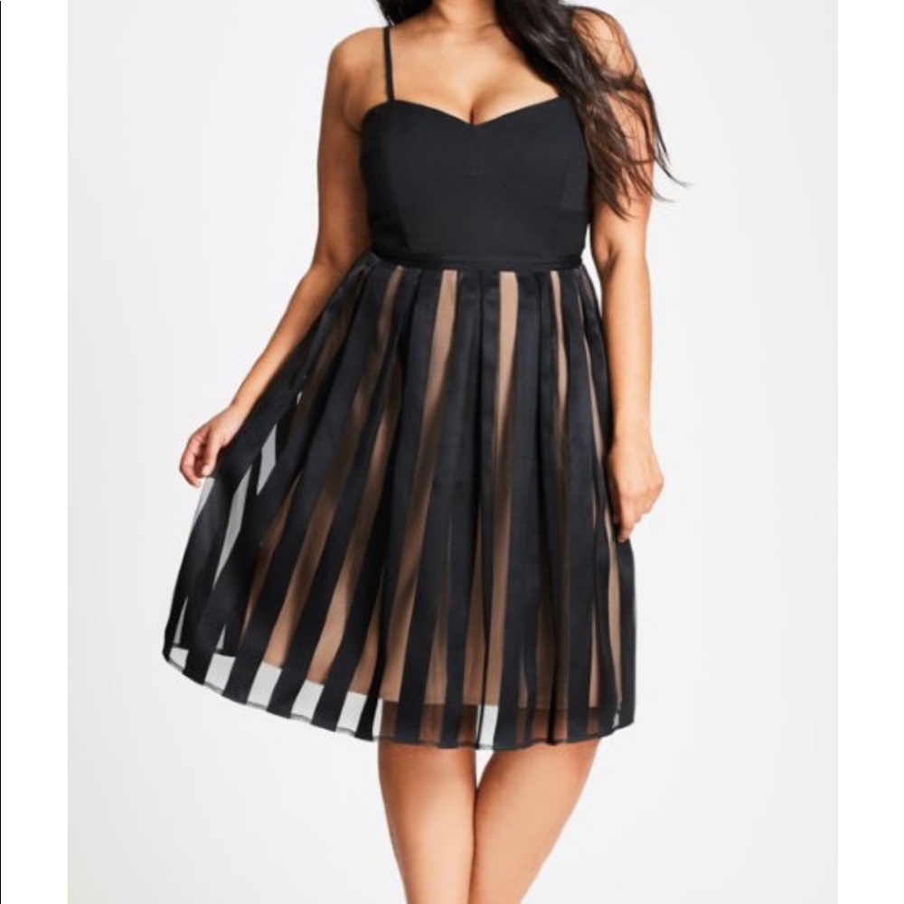 Pretty Pleat Fit & Flare Dress City Chic M 18